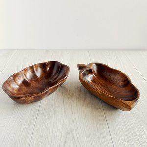 Vintage MCM Walnut Bowls - Set of 2